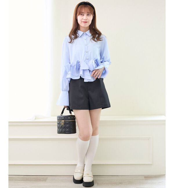  「リボンフリルペプラムブラウス」|シャツ・ブラウス|