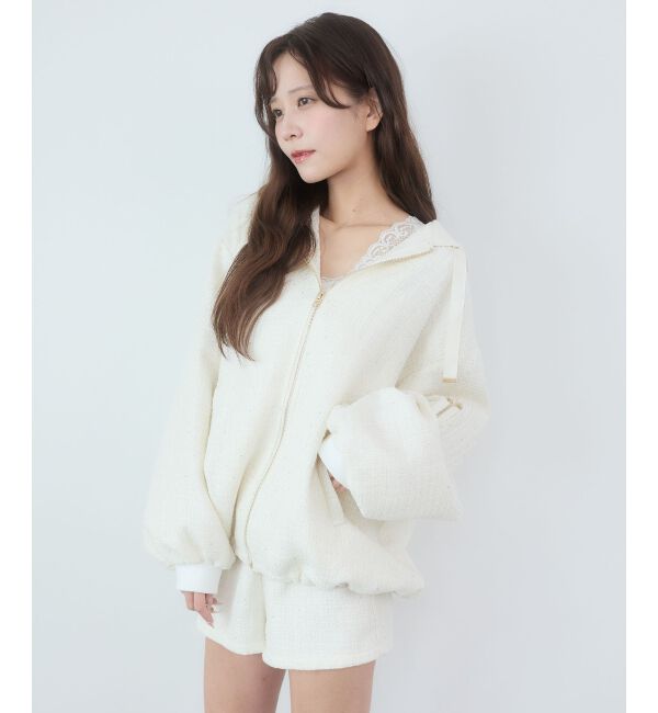  「キラキラツイードミディブルゾン」|ブルゾン・スタジャン|