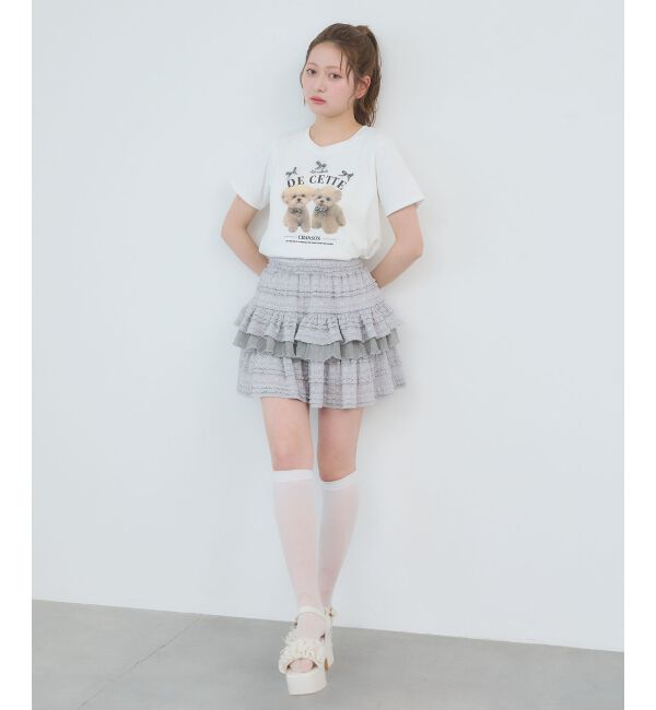  「レースフリルティアードミニスカパン」|スカート|