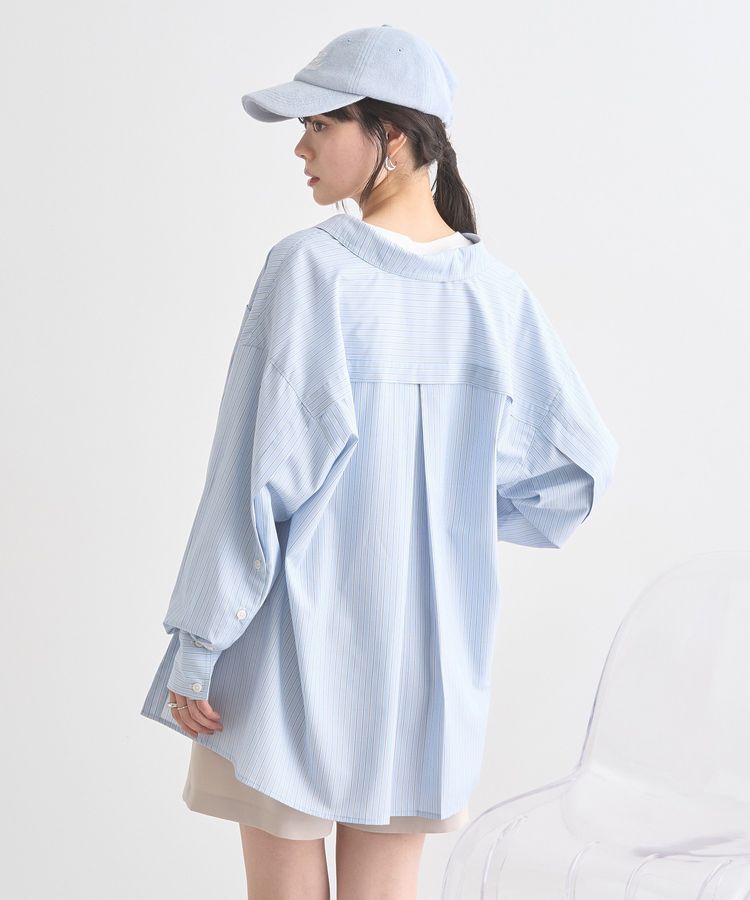 earth music&ecology「サイドスリットストライプオーバーシャツ」|シャツ・ブラウス|