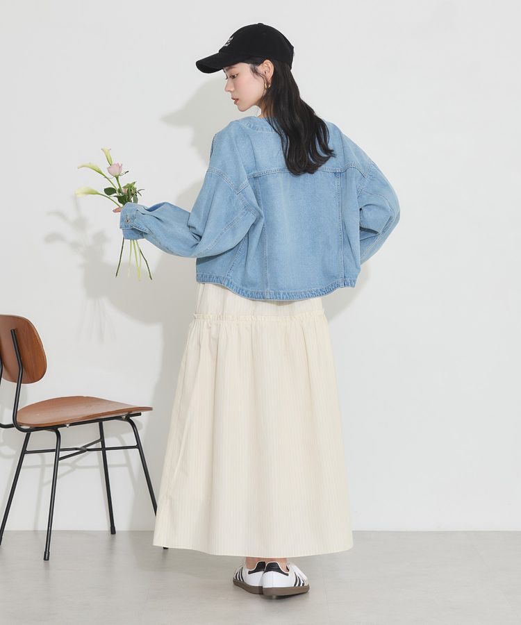 earth music&ecology「ノーカラーデニムジャケット」|テーラードジャケット|