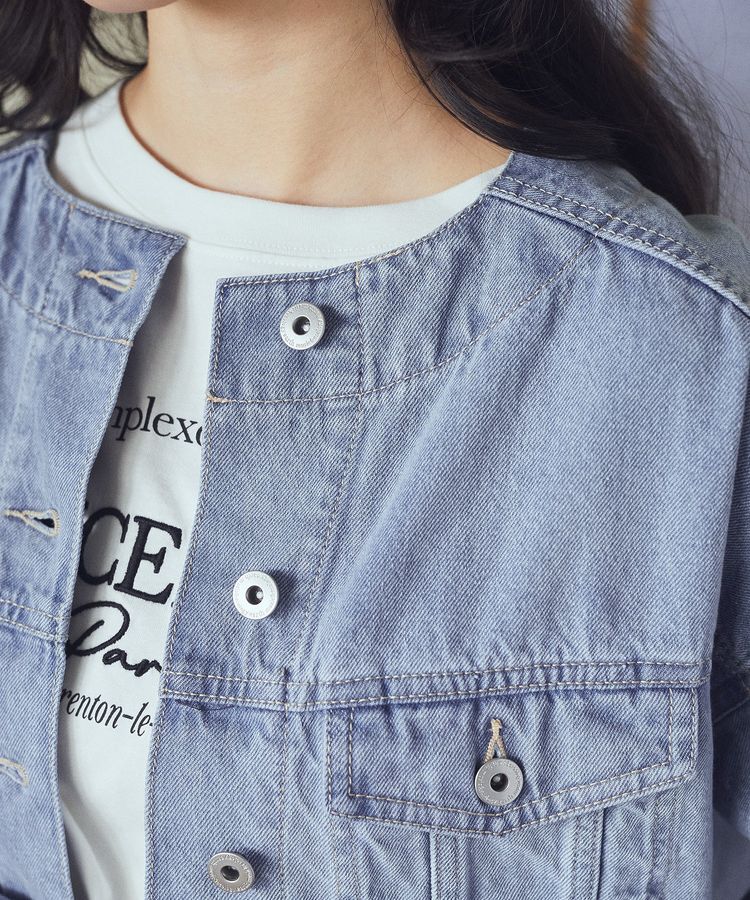 earth music&ecology「ノーカラーデニムジャケット」|テーラードジャケット|