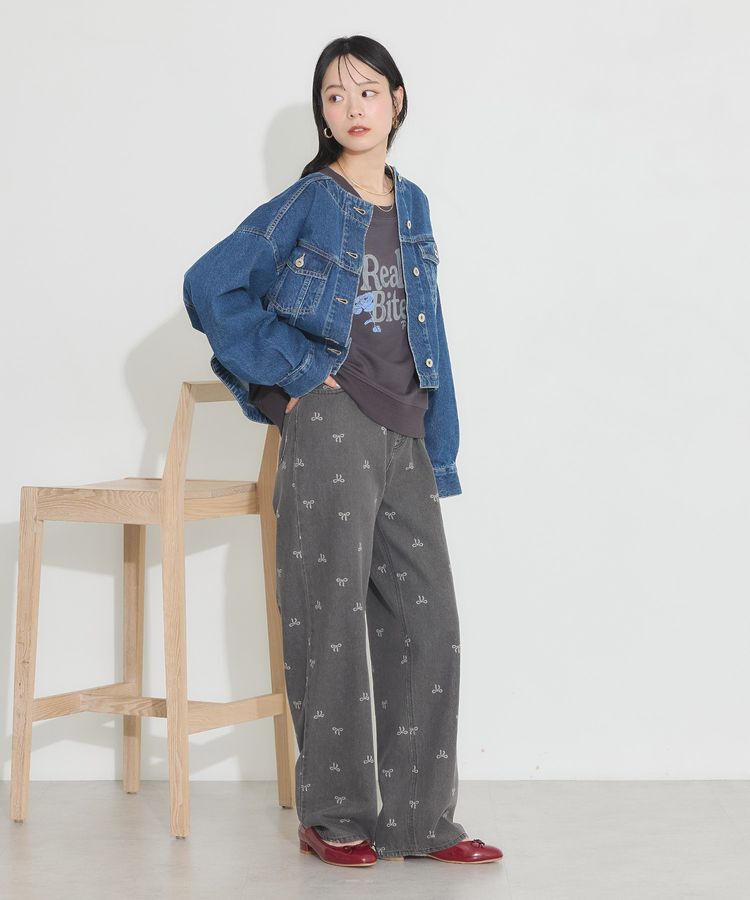 earth music&ecology「ノーカラーデニムジャケット」|テーラードジャケット|