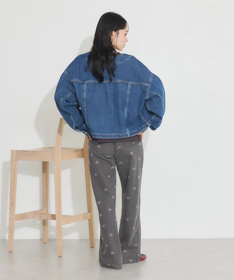 earth music&ecology「ノーカラーデニムジャケット」|テーラードジャケット|