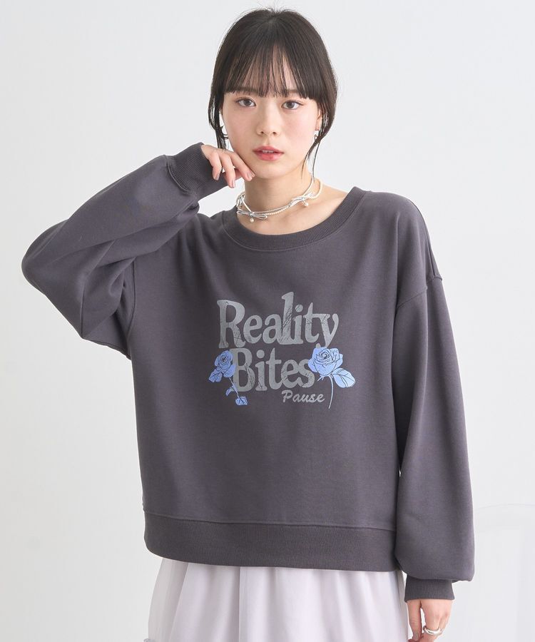 earth music&ecology「ローズ&times;ロゴグラフィックスウェット」|スウェット・ジャージ|Charcoal Gray