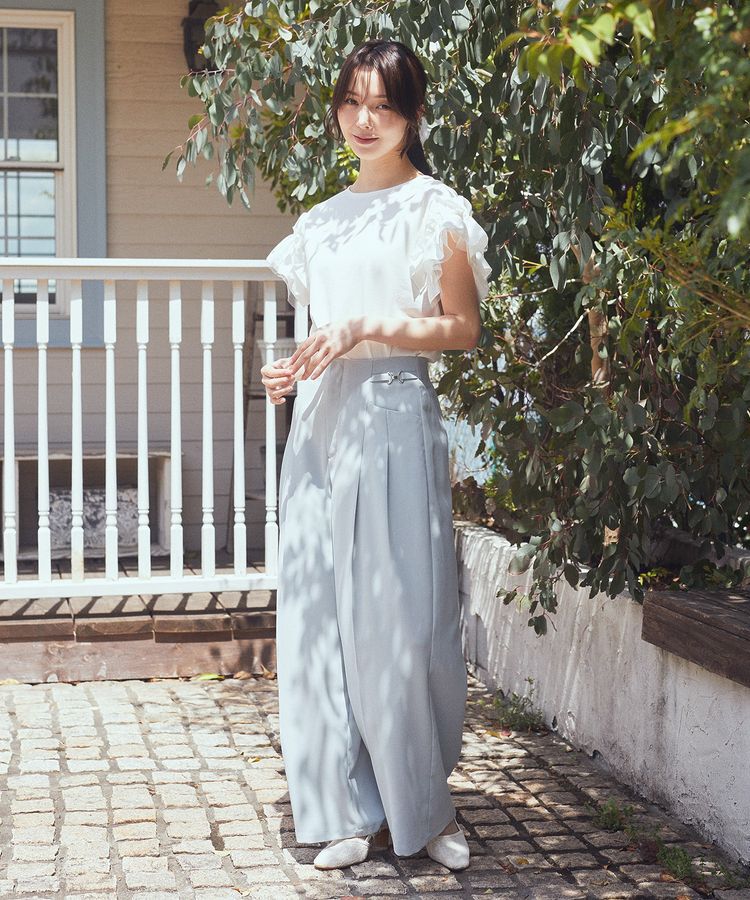 earth music&ecology「ギャザーフリルスリーブカットソー」|Tシャツ・カットソー|