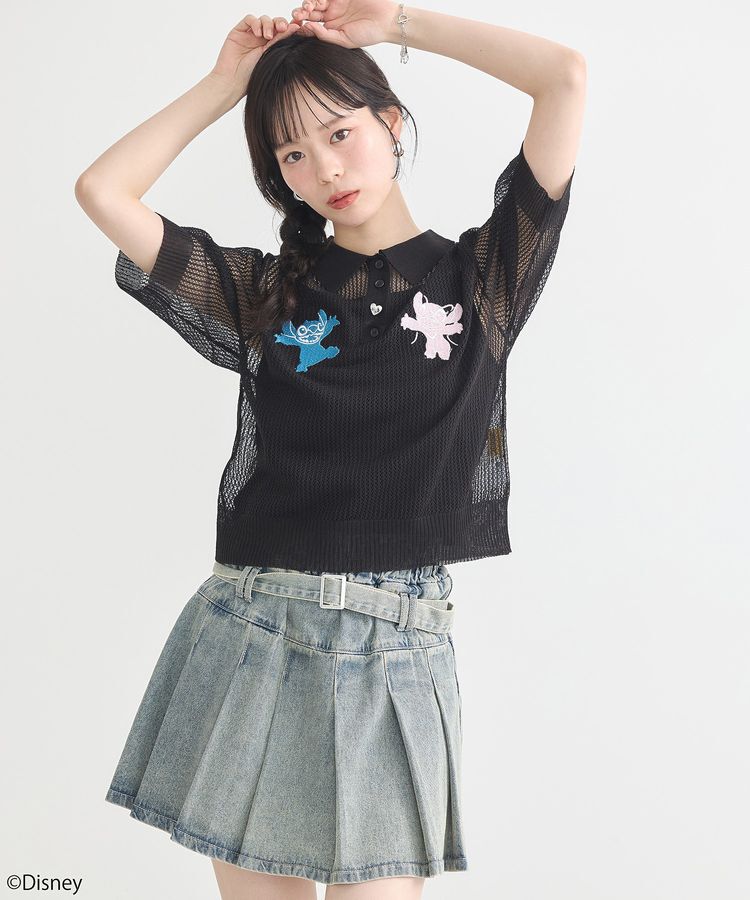 earth music&ecology「スティッチ/刺繍ハートボタンニットポロシャツ」|ニット・セーター|