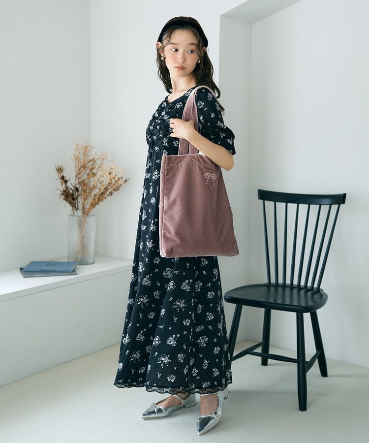 earth music&ecology「レース切替フラワーロングワンピース」|ワンピース|