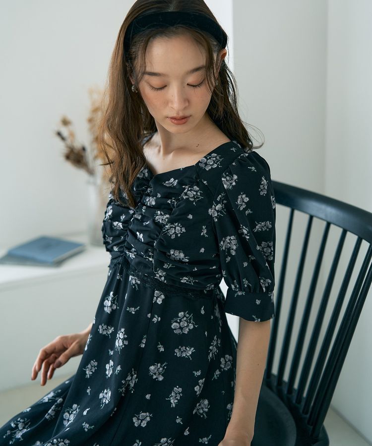 earth music&ecology「レース切替フラワーロングワンピース」|ワンピース|