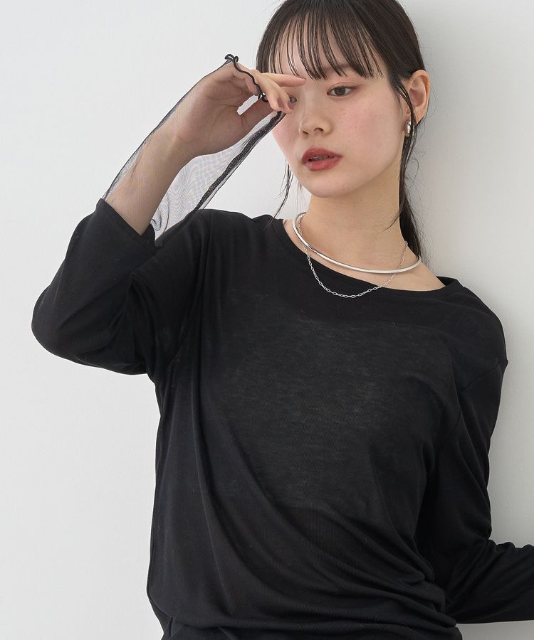 earth music&ecology「シアースリーブプルオーバー」|Tシャツ・カットソー|Black