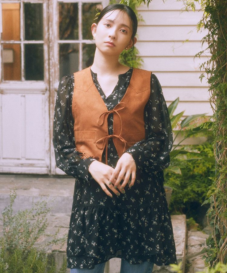 earth music&ecology「フラワー楊柳ティアードミニワンピース」|ワンピース|