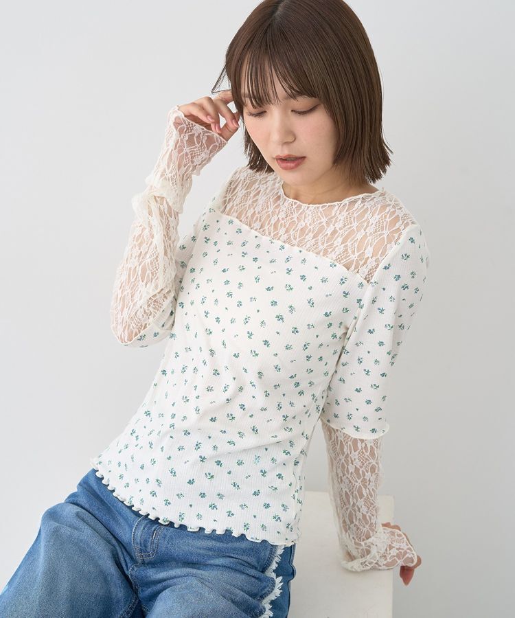 earth music&ecology「レース&times;アイレットプルオーバー」|Tシャツ・カットソー|