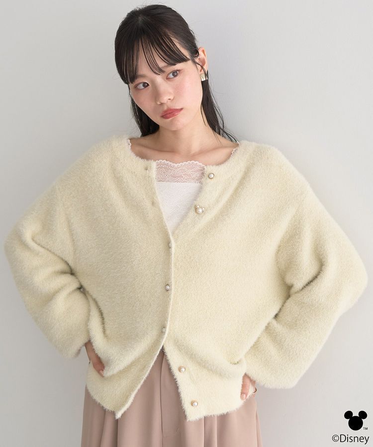 earth music&ecology「Disney/ポイントミッキーラメシャギーカーデ」|カーディガン|Ivory