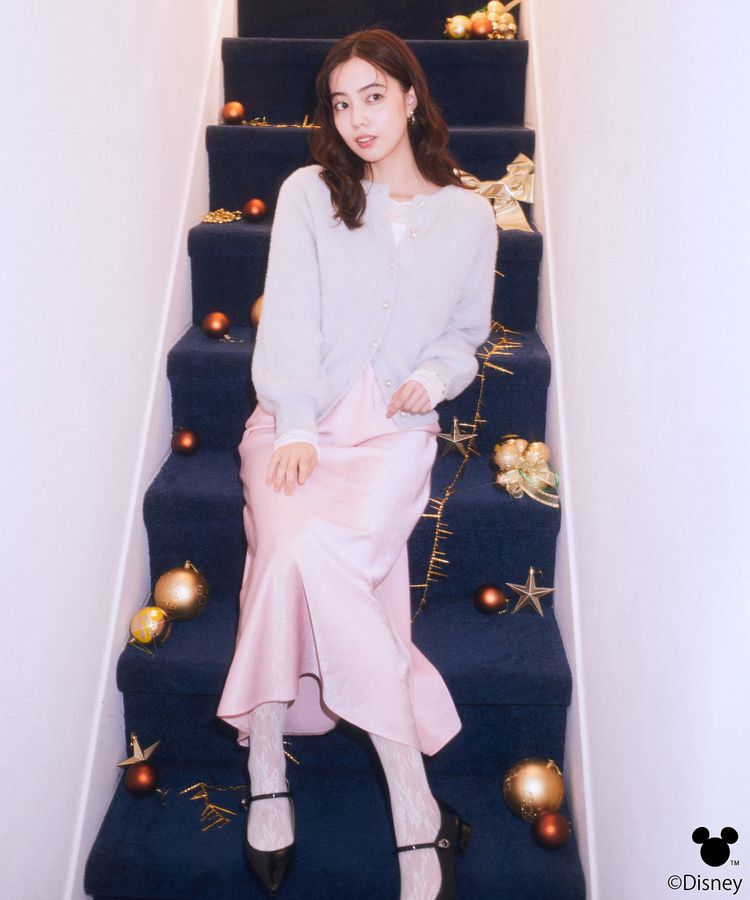 earth music&ecology「Disney/ポイントミッキーラメシャギーカーデ」|カーディガン|