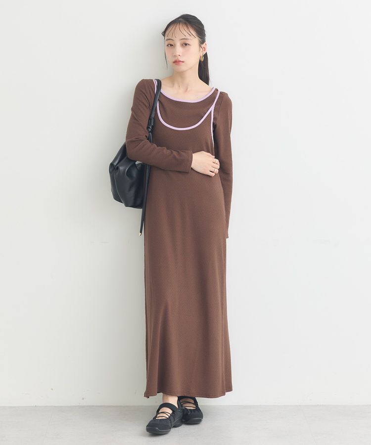 earth music&ecology「【2点SET】レイヤードバイカラーカットワンピース」|ワンピース|Brown