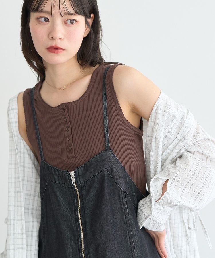 earth music&ecology「ピコミシンヘンリーネックタンクトップ」|キャミソール|