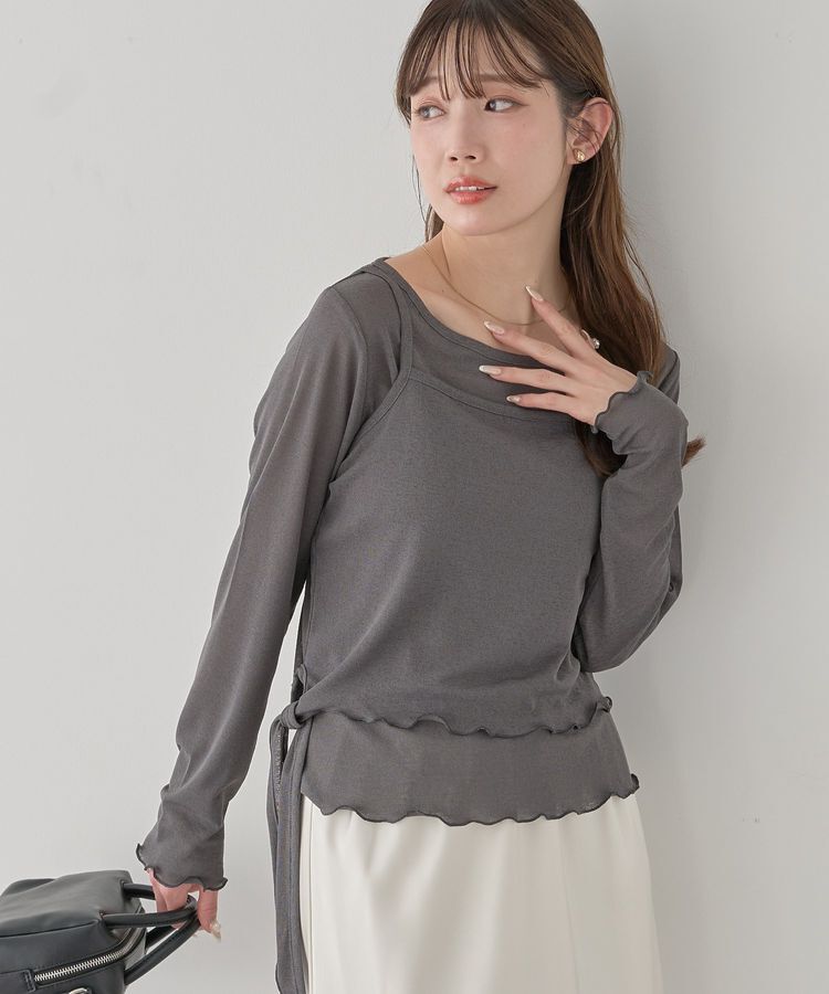 earth music&ecology「【SET2点】ツイストキャミレイヤードカットソー」|Tシャツ・カットソー|Gray