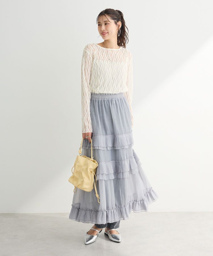 Green Parks「・ELENCARE DUE プリーツフリルシアースカート」|フレア|