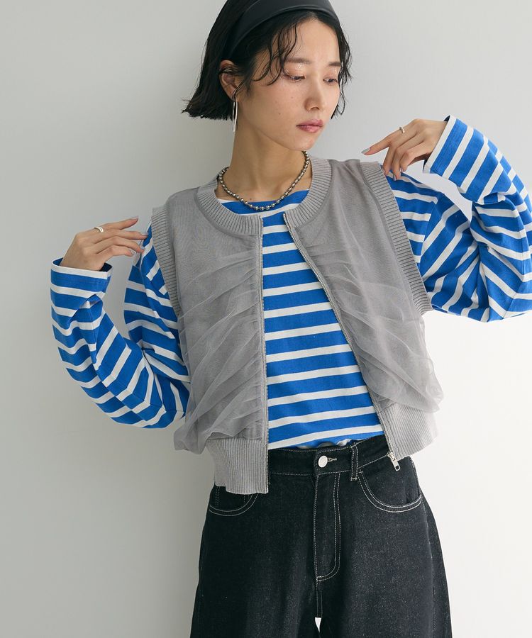 armonia「チュールドッキングニットzipベスト」|ベスト・ジレ|