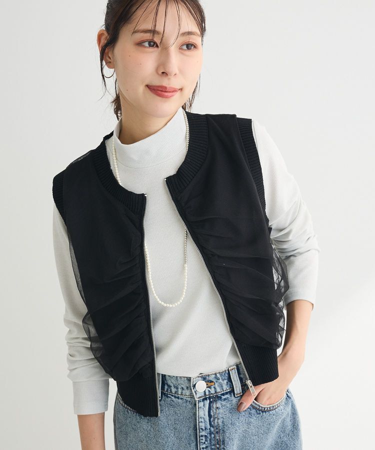 armonia「チュールドッキングニットzipベスト」|ベスト・ジレ|