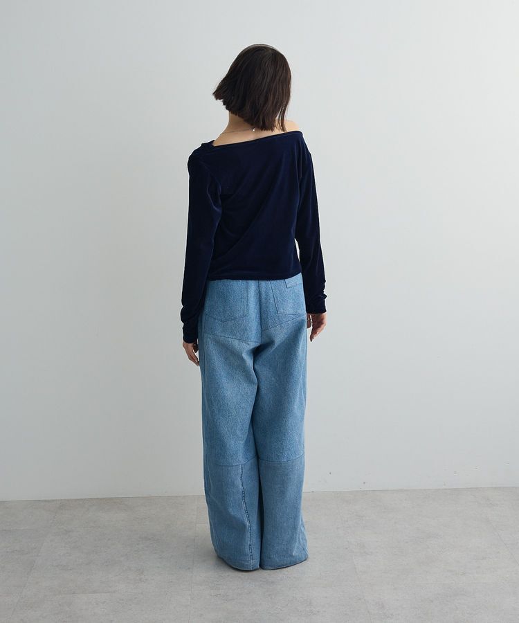 AnriettMusee「シアーベロアオフショル長袖プルオーバー」|Tシャツ・カットソー|