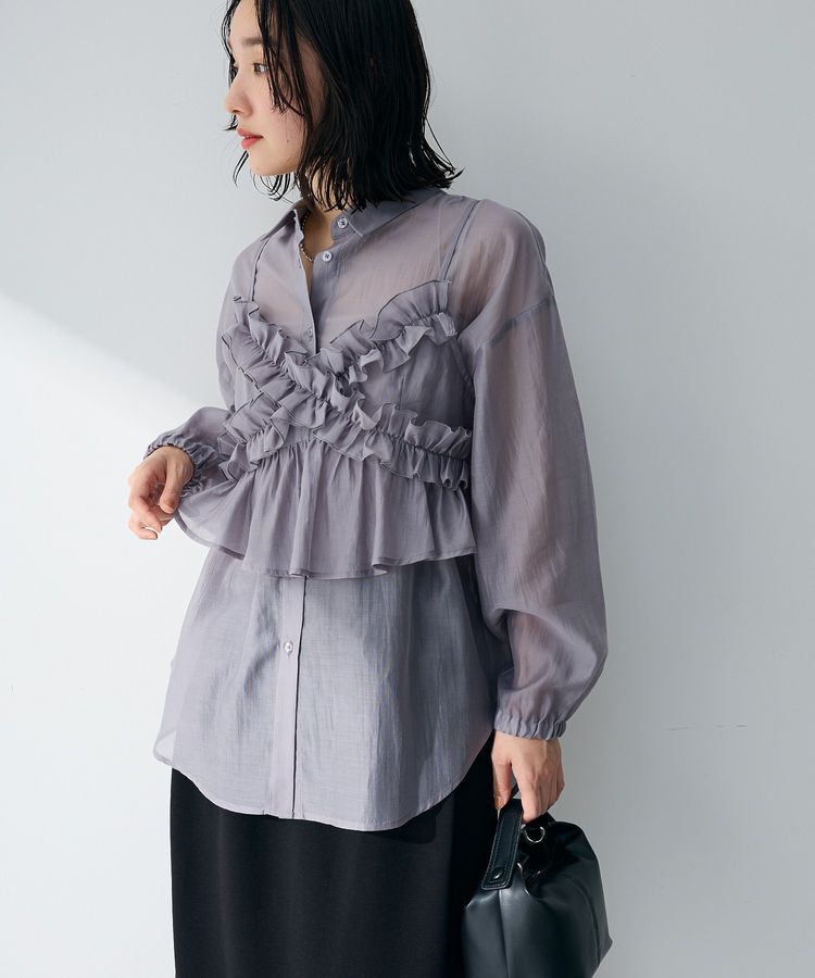 Green Parks「【WEB限定】SET2点フリルビスチェ+シャツチュニックⅡ」|シャツ・ブラウス|