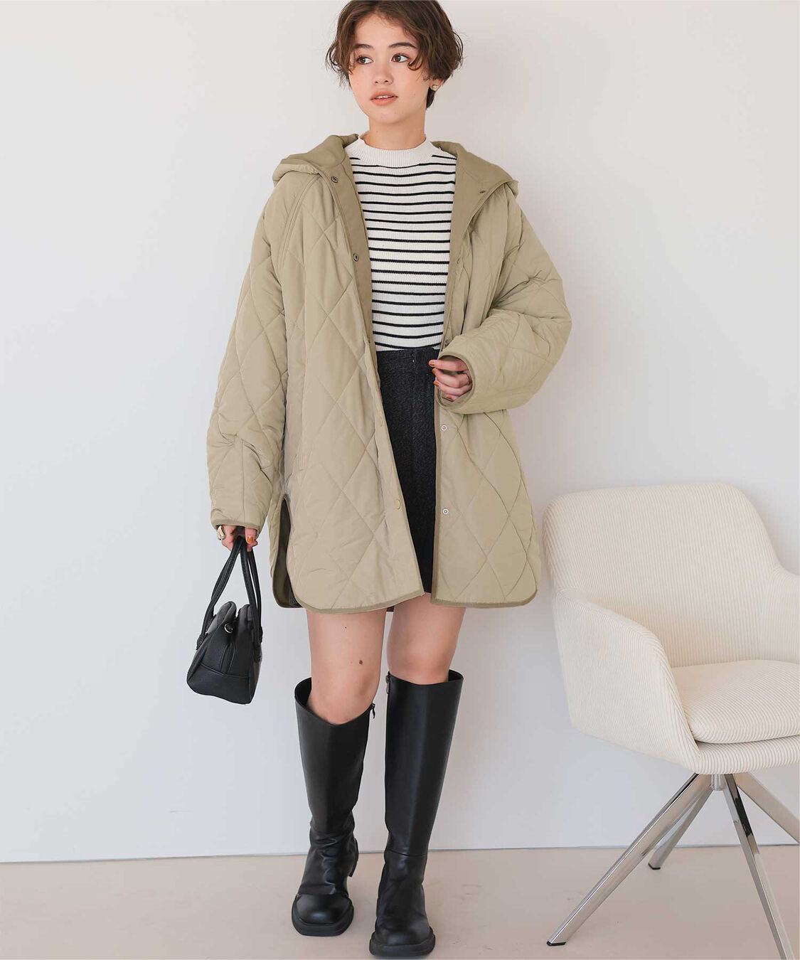 titivate「フーデットキルティングショートコート」|その他|