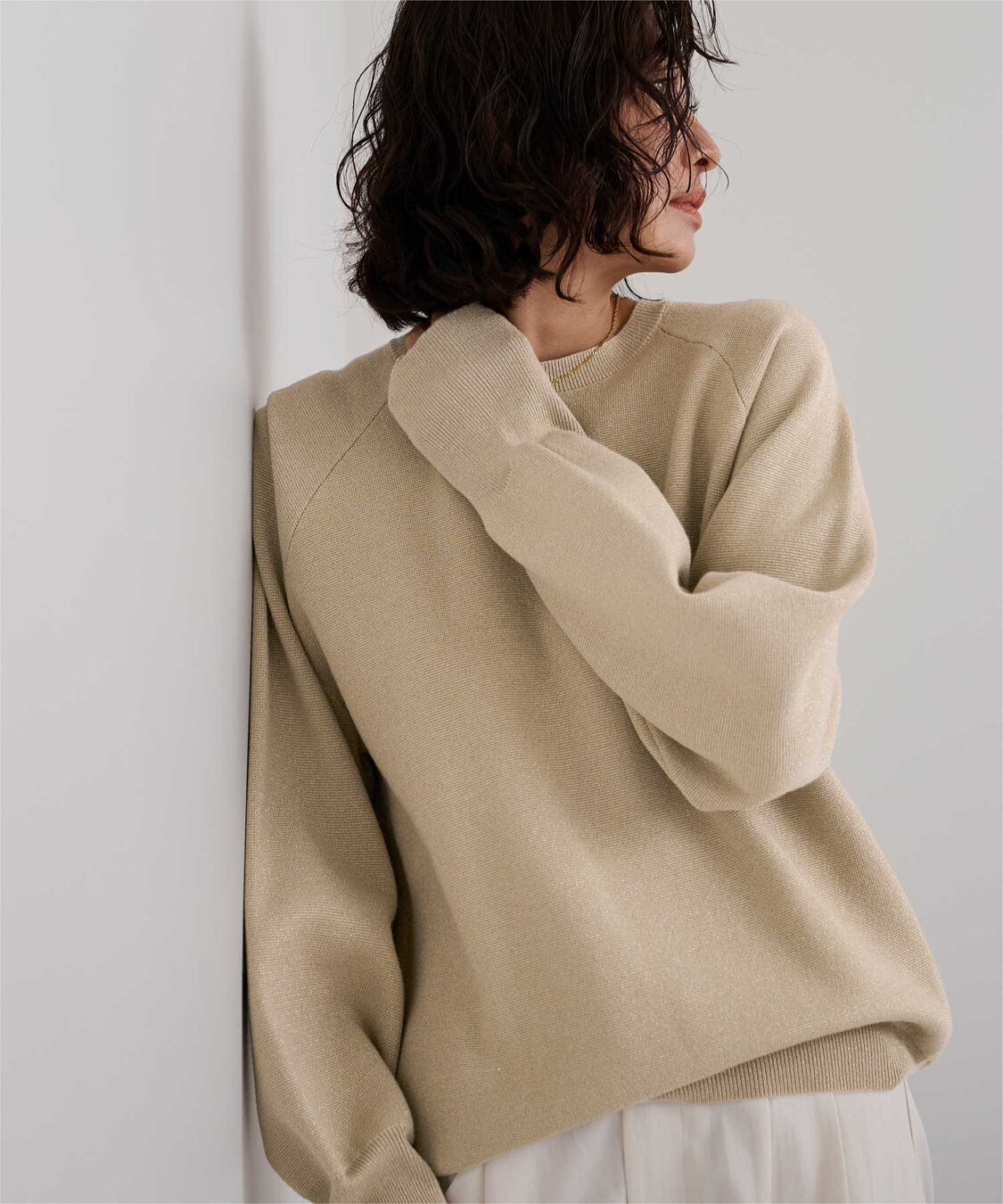ur's「スウェットライクニット」|ニット・セーター|ベージュ2
