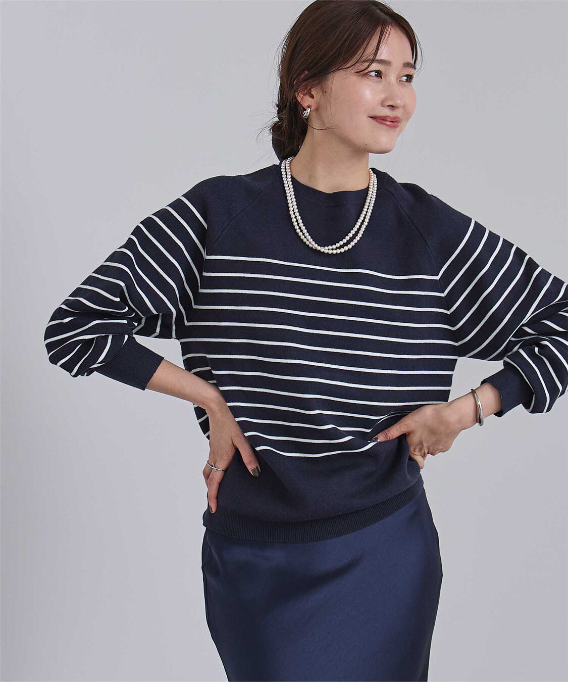 ur's「スウェットライクニット」|ニット・セーター|ネイビー/ホワイト