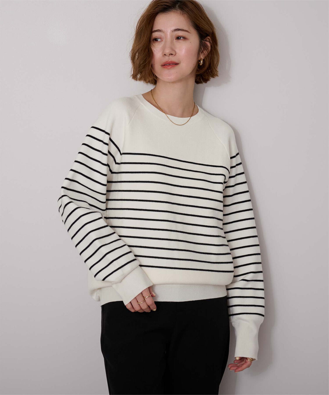 ur's「スウェットライクニット」|ニット・セーター|ホワイト/ブラック