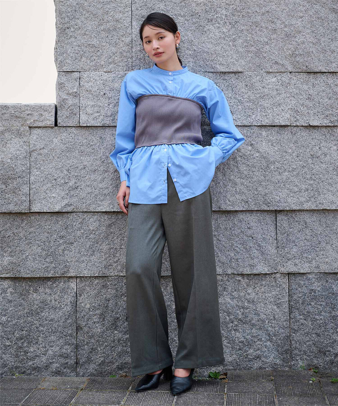 ur's「センタープレスタックワイドパンツ」|スラックス|