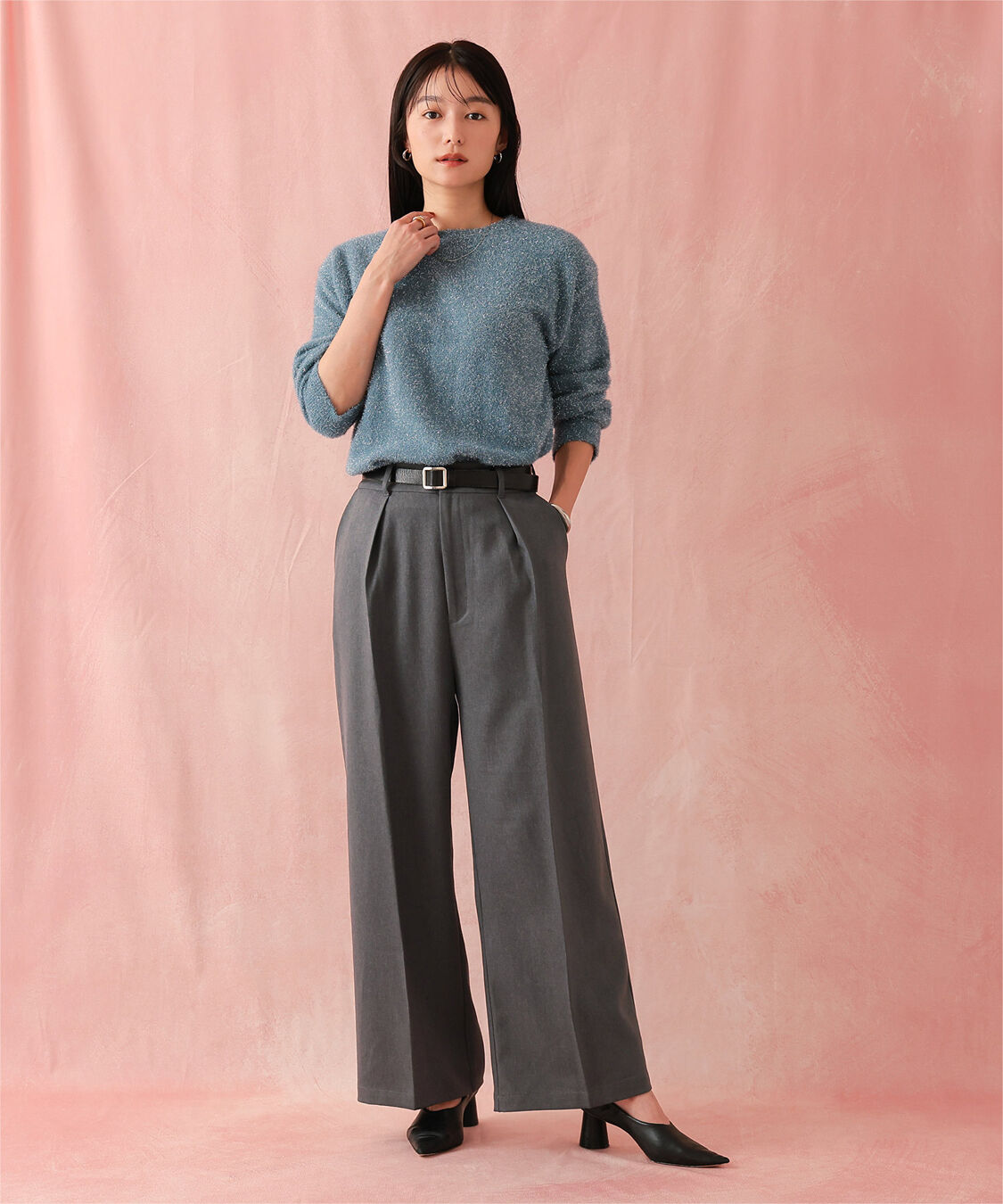 ur's「センタープレスタックワイドパンツ」|スラックス|