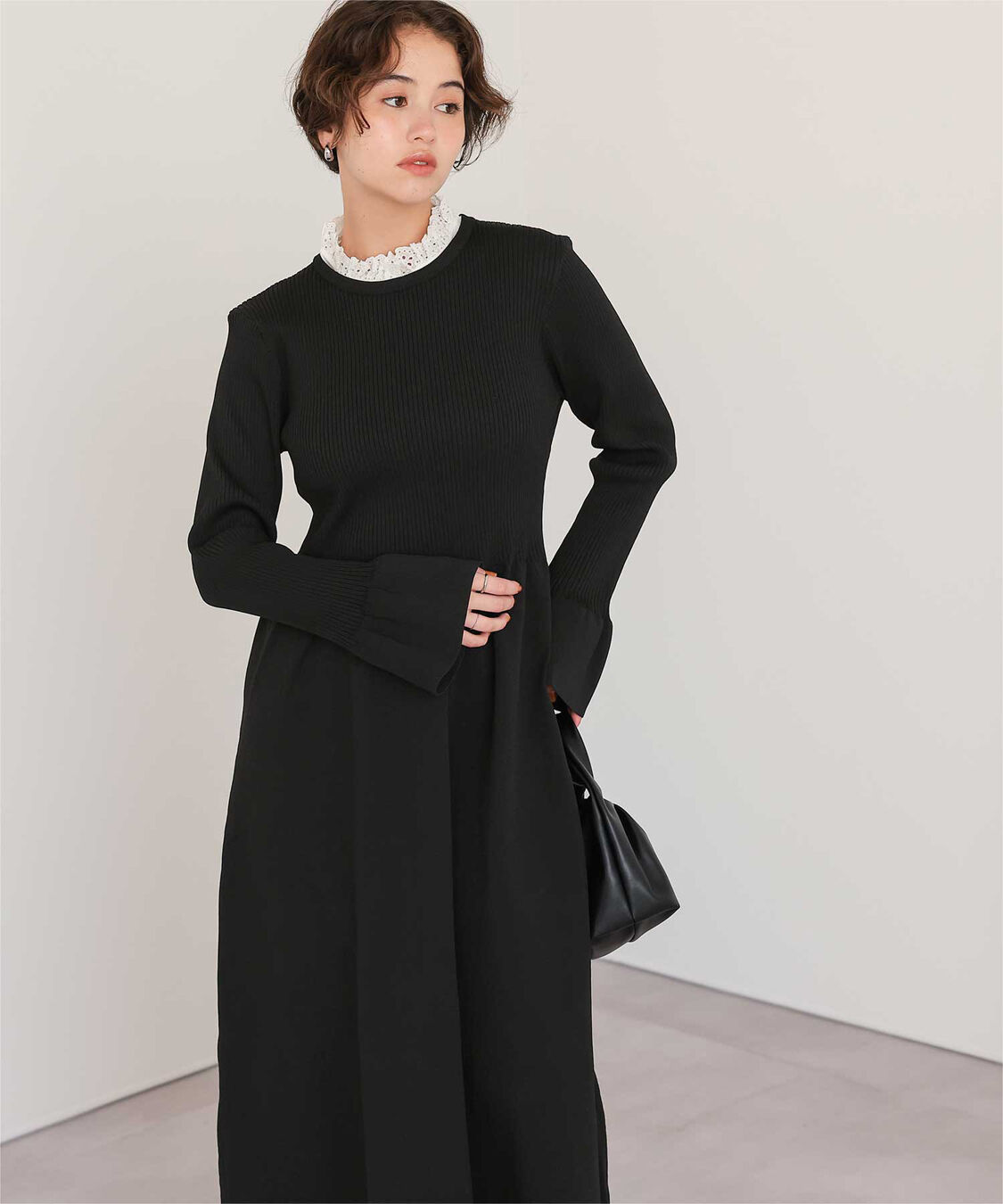 titivate「襟付きボリュームスカートニットワンピース」|ワンピース|