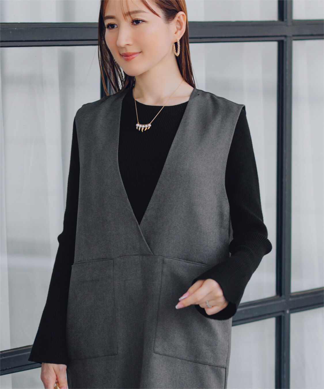 ur's「【星玲奈さんコラボアイテム】フレアスリーブリブニット」|ニット・セーター|