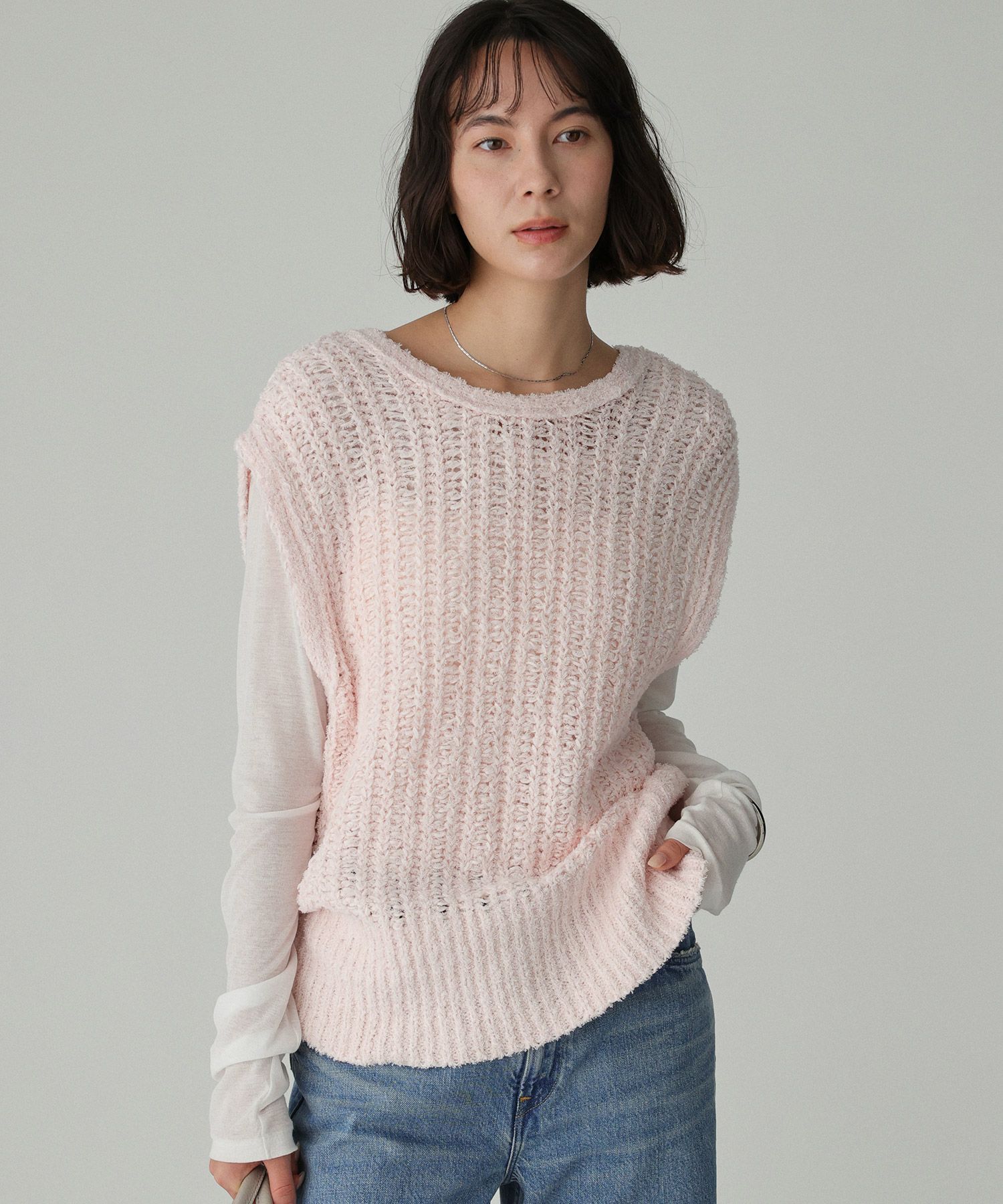 BABYLONE「ドレスヤーンニットベスト」|ニット・セーター|ﾍﾞﾋﾞｰﾋﾟﾝｸ