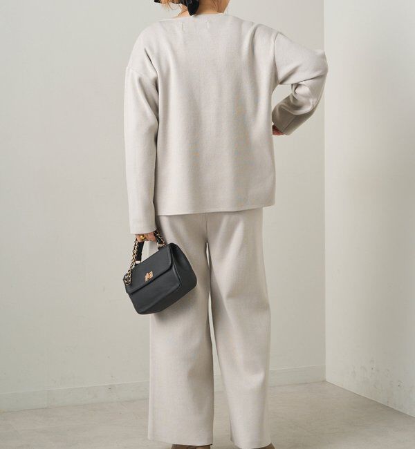  「【3点セット】ワッフルスクエアタンク＆Vネックカーデ+ワイドパンツセットアップ」|カーディガン|