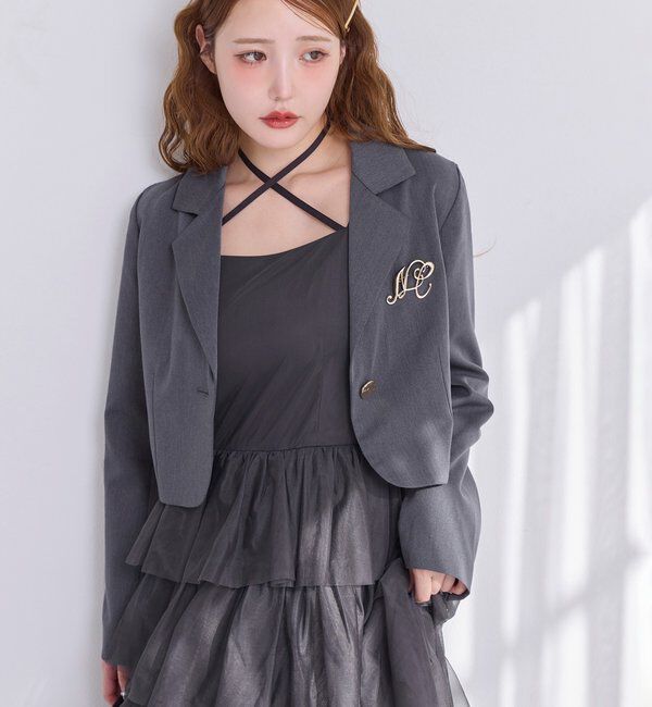  「ブローチ付きショートテーラージャケット/WEB限定リバイバル」|テーラードジャケット|