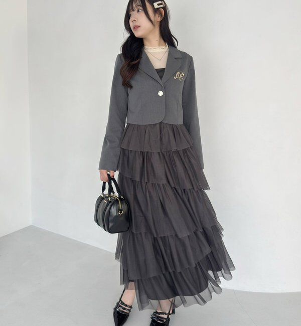  「ブローチ付きショートテーラージャケット/WEB限定リバイバル」|テーラードジャケット|