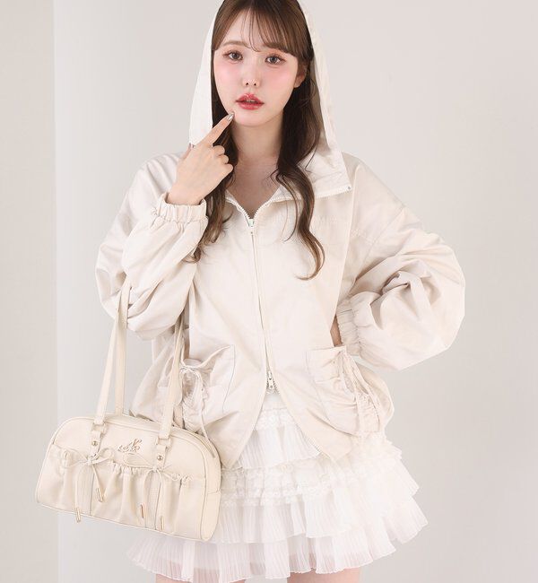  「ドロストリボンポケット付きマウンテンパーカー」|ダウンベスト・ベスト|