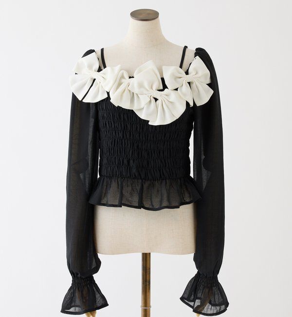  「シャーリングリボンブラウス」|シャツ・ブラウス|