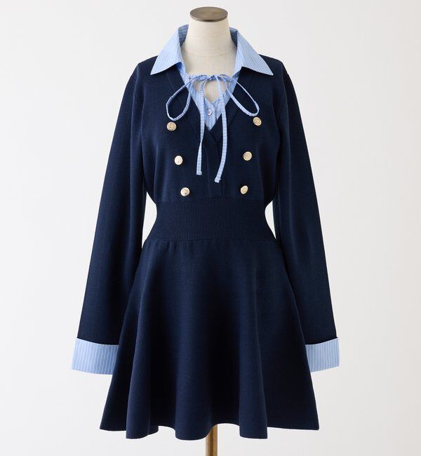  「シャツドッキングミニワンピース」|ワンピース|