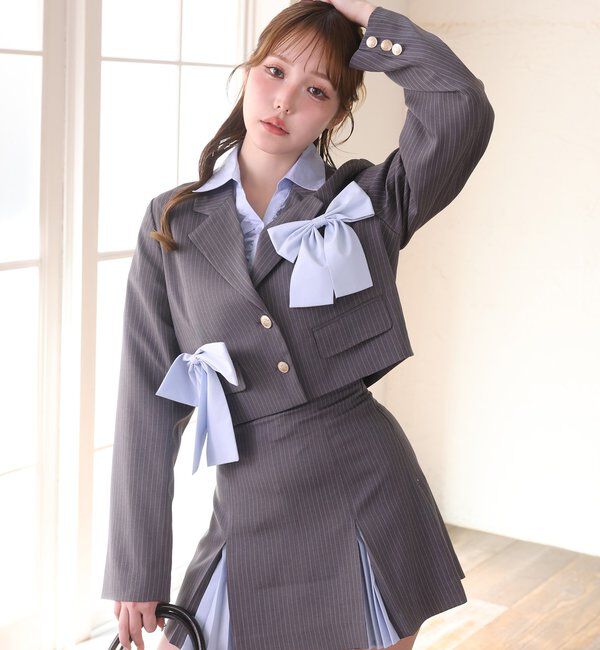  「【セットアップ可能】配色プリーツスカート」|スカート|