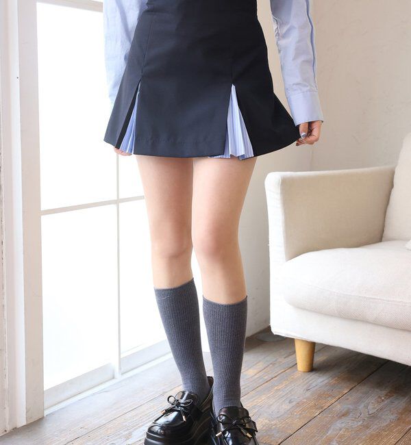  「【セットアップ可能】配色プリーツスカート」|スカート|