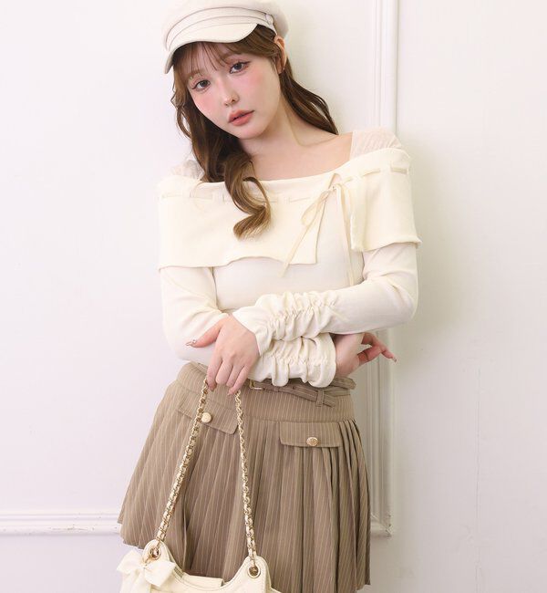  「ダブルベルト付きプリーツミニスカ－ト」|スカート|