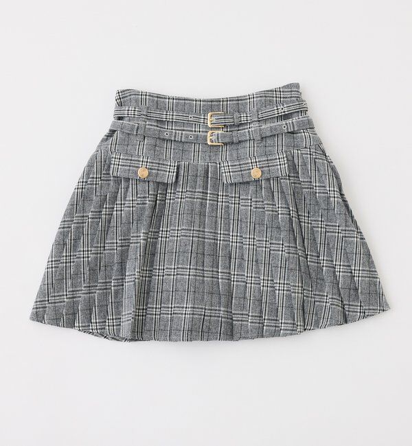  「ダブルベルト付きプリーツミニスカ－ト」|スカート|