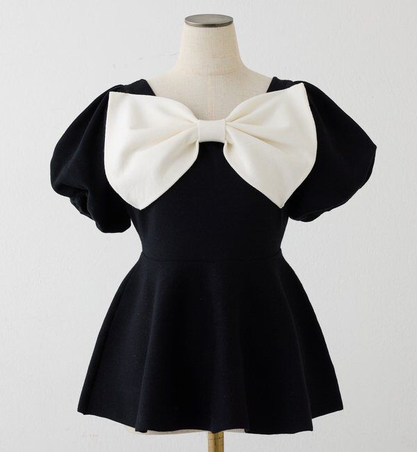  「リボンニットチュニック」|ニット・セーター|ブラック