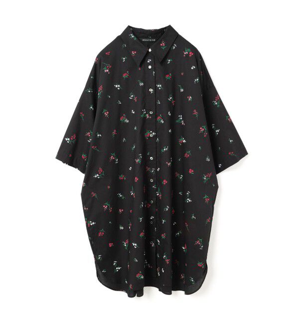 mizuiro ind「mizuiro ind スモールフラワープリントシャツワンピース」|ワンピース|ブラック
