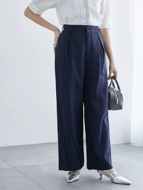 Te chichi「レーヨンリネンワイドパンツ《2025summer catalog item》」|その他|ネイビー