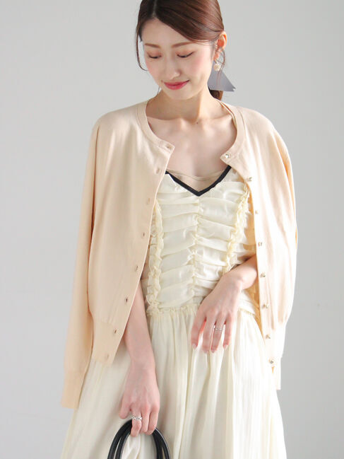 Te chichi「ハイツイストコットンクルーカーディガン」|カーディガン|ベージュ