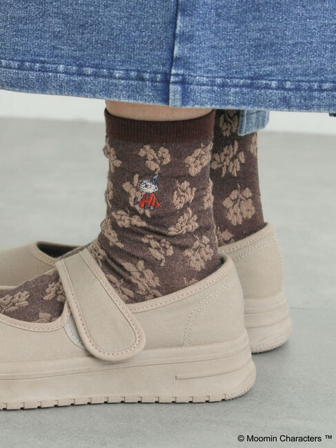 Samansa Mos2「【MOOMIN&times;SamansaMos2】リトルミイ刺繍花柄ソックス」|ソックス|ブラウン